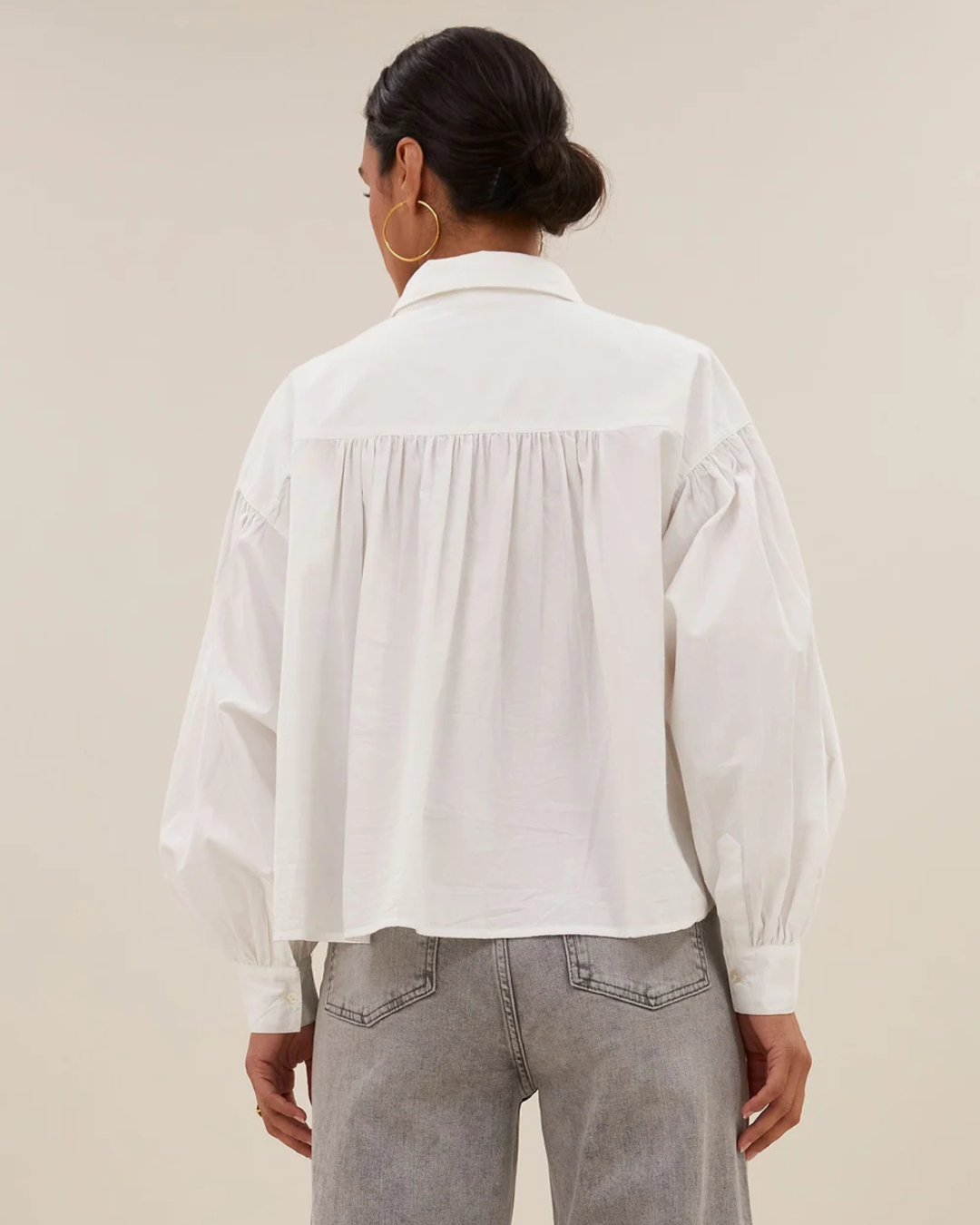 Sarah Short Blouse in White by by-bar