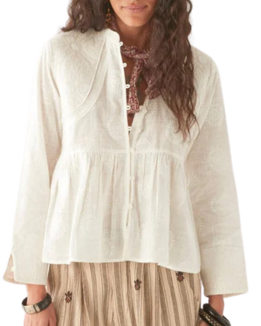 Ariana Blouse in Mosaique Ivory by Maison Hotel