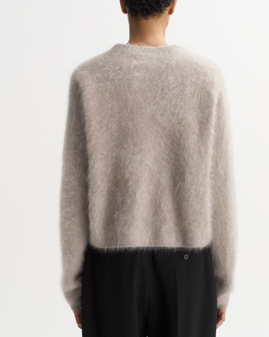 Brushed Cashmere Crewneck in Greige by SOFT GOAT