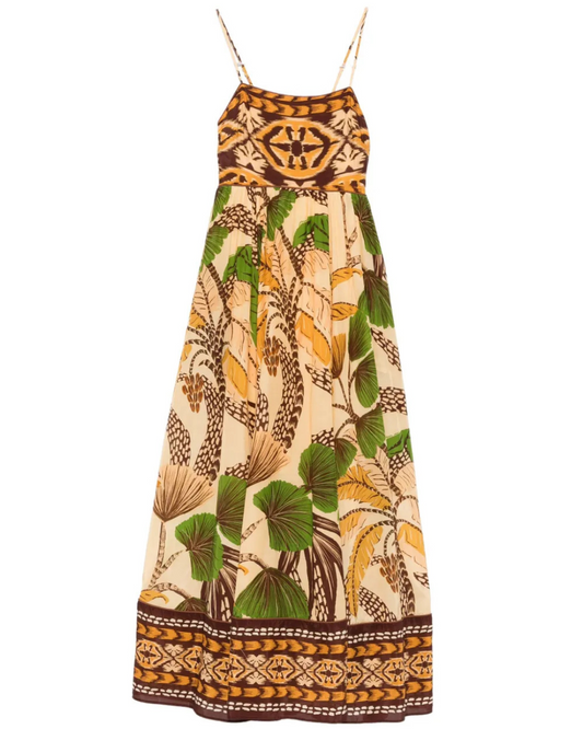 Foliage Sketch Sand Maxi Dress by FARM Rio