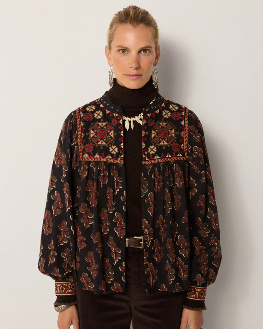 Scarlet Blouse in Black Coffee by Maison Hotel