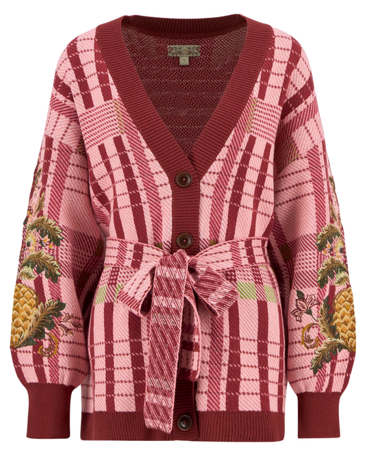 Luisa Embroidered Tartan Cardigan by Barbour x FARM Rio