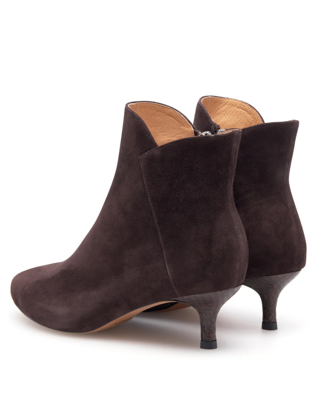 Saga Zip Suede Ankle Boots in Chocolate by WODEN