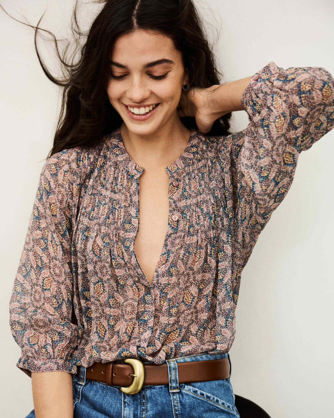 Tazio Chemise Blouse in Blue by BA&SH