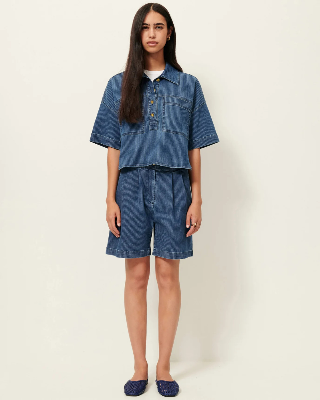 Newport Denim Overshirt in Regate Blue by Sessùn