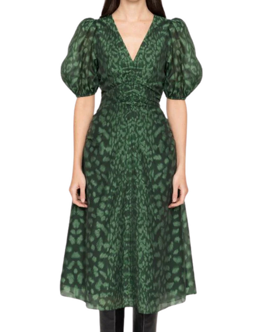 Claude Puff Sleeve Dress in Green by Sea New York