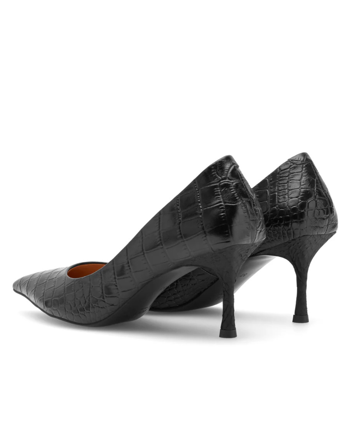 Laura Croco Heels in Black by WODEN