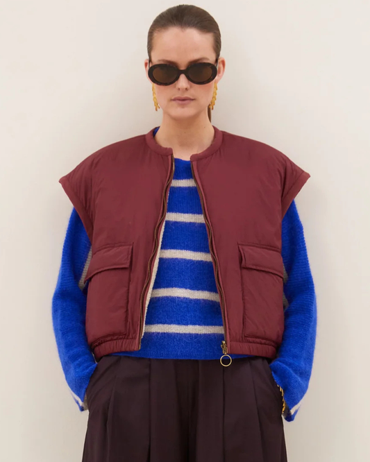Gio Sleeveless Jacket in Wine by by-bar