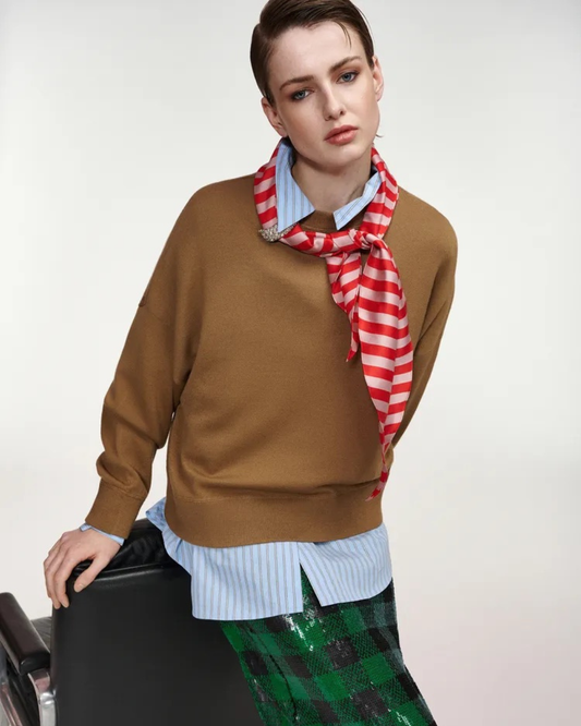 Kurtis Pullover with Scarf in Camel Club by Essentiel Antwerp