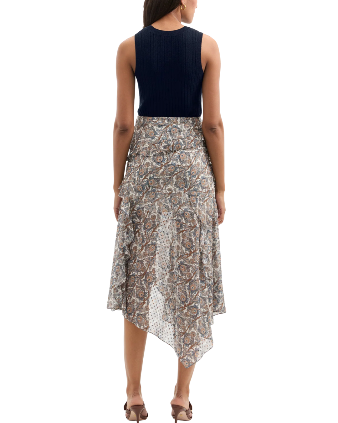 Eleonora Silk Midi Skirt in Dove by Veronica Beard