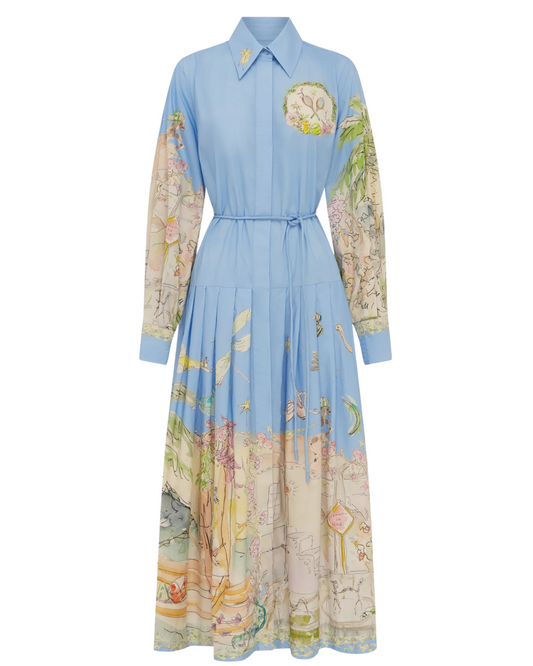 Anouk Shirtdress in Sky Blue by Alemais
