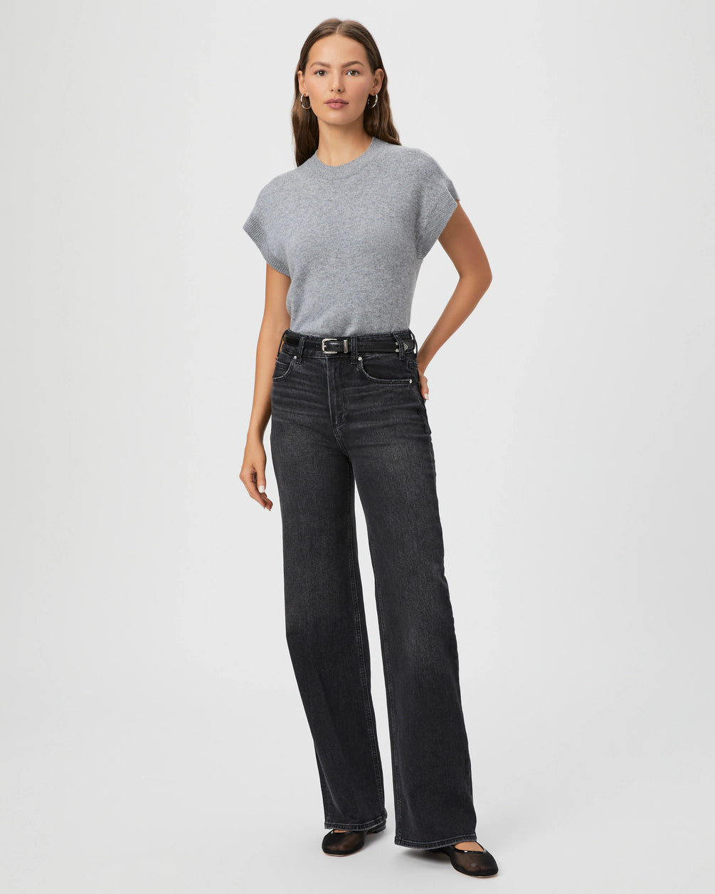 Sasha Jeans in Viper Distressed Black Denim by Paige