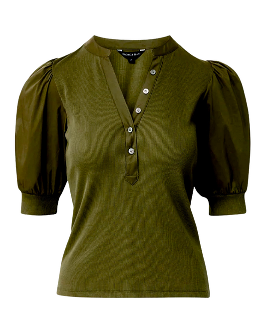 Coralee Puff Sleeve Tee in Cypress by Veronica Beard