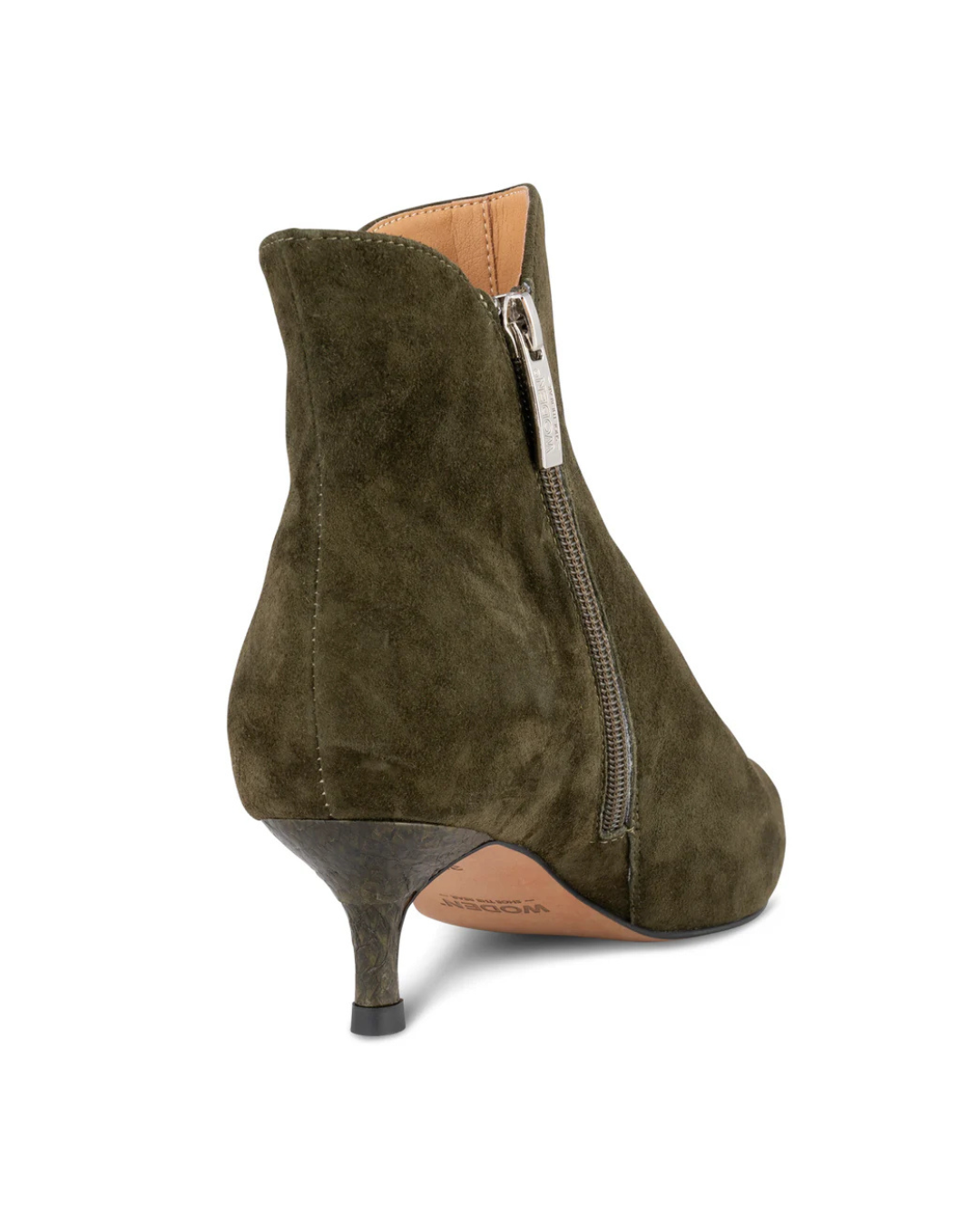 Saga Zip Ankle Boots in Khaki By WODEN