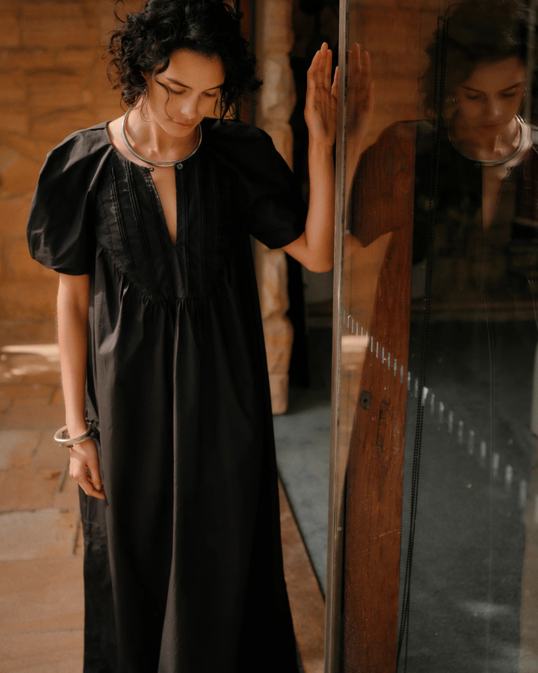 Raven Dress in Black Poplin by Foemina