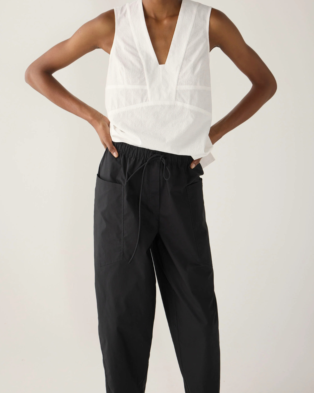 Edna Pant in Black Poplin by Foemina