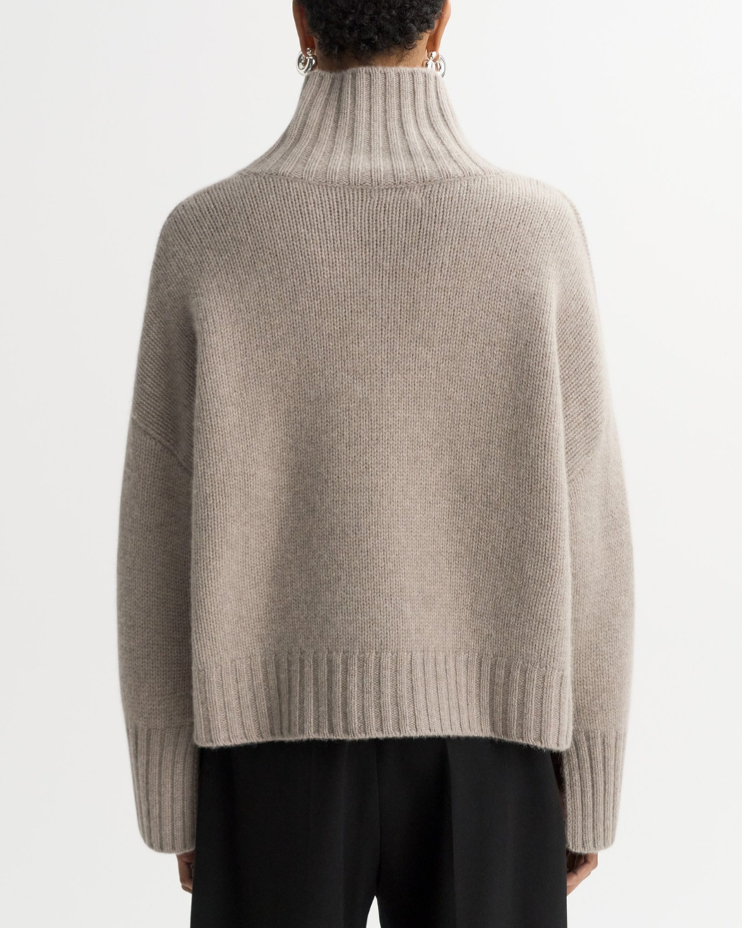 Girlfriend Cashmere Turtleneck in Greige by SOFT GOAT