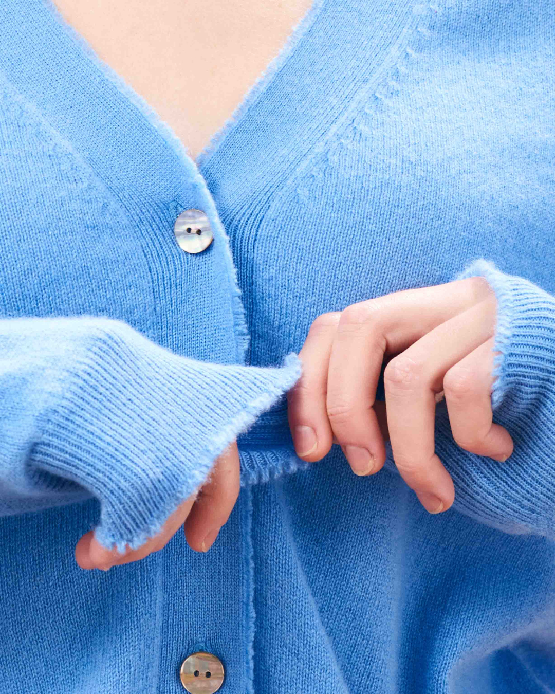 Distressed Vee Cardigan in Skylar by Jumper 1234