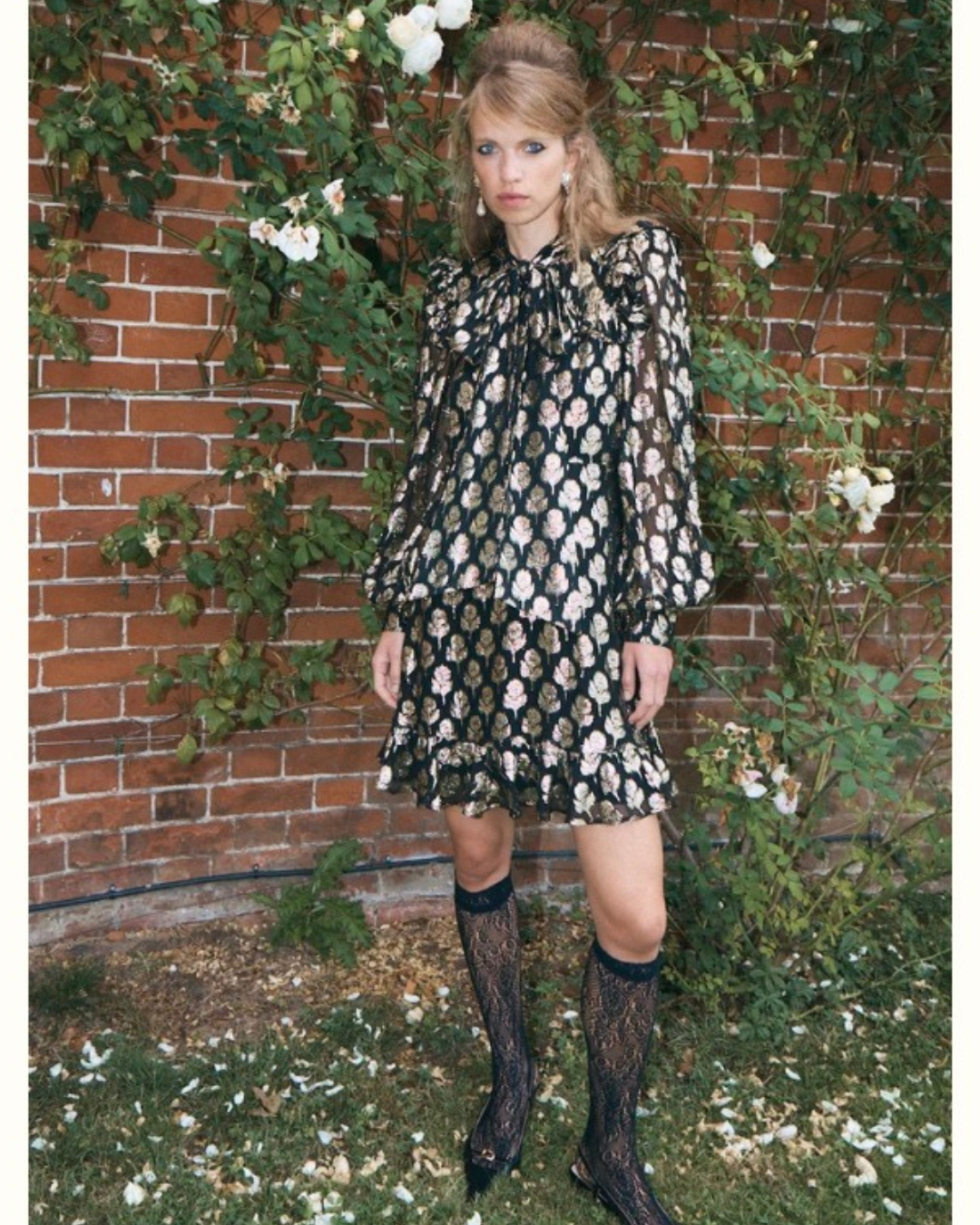 Gracie Dress in Black & Gold by Queens of Archive