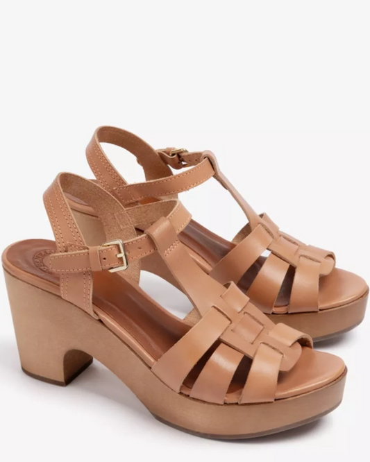 Blossom Platform Leather Sandal in Tan by Penelope Chilvers
