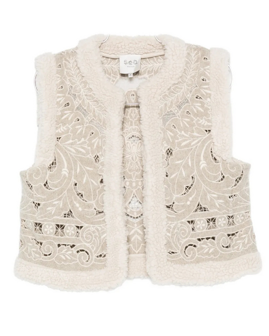 Ceci Embroidery Felt Vest by Sea New York
