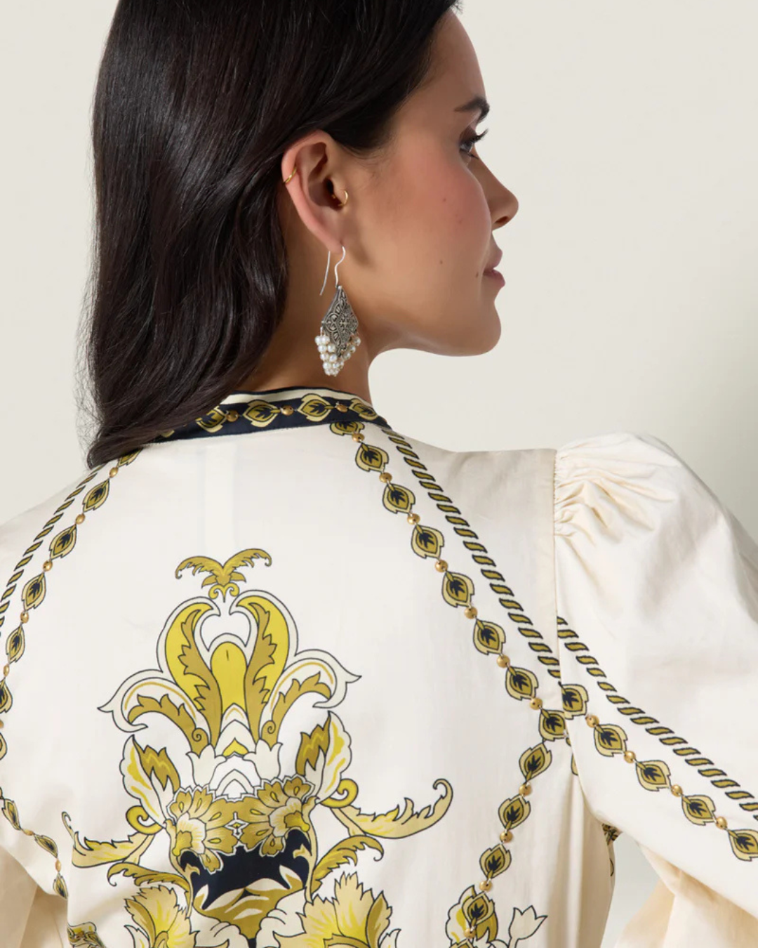 Barboqueen Floral Midi Dress in Black & Gold by Scarlett Poppies