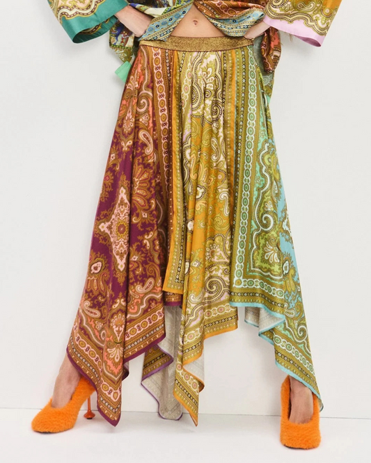 Clemenza Spliced Scarf Silk Skirt by Alemais