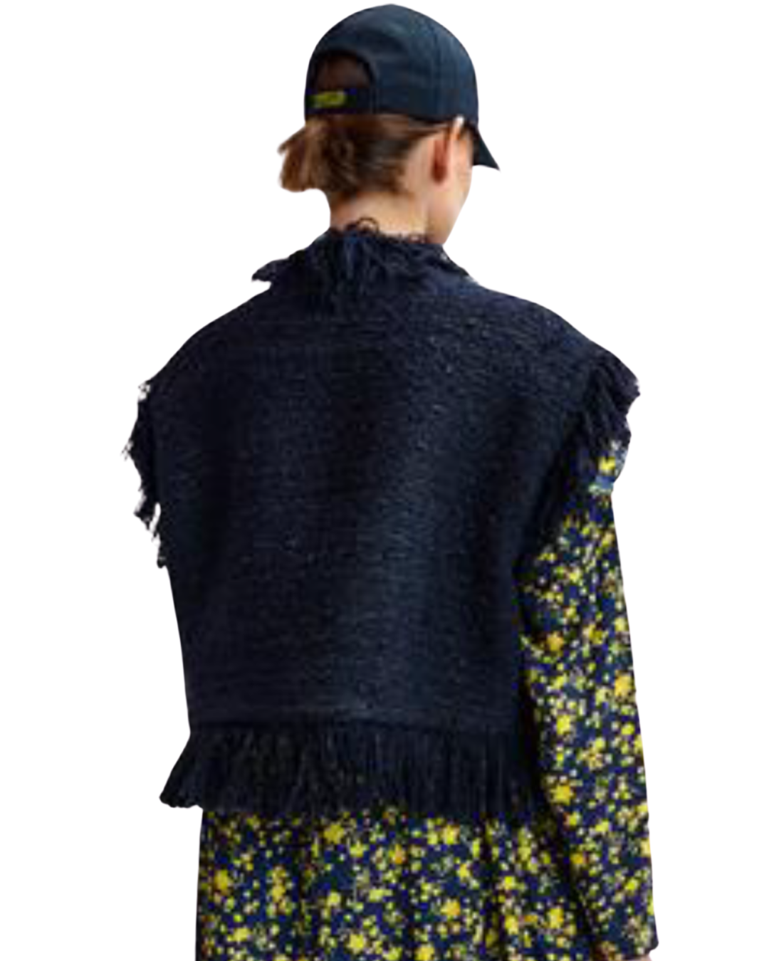 Ishani Fringed Gilet in Navy Blue by Essentiel Antwerp