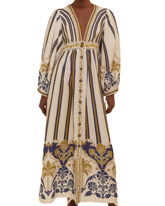 Off-White Pineapple Deco Maxi Dress by FARM Rio