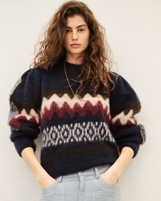 Floyd Pullover Jumper in Marine Navy by BA&SH