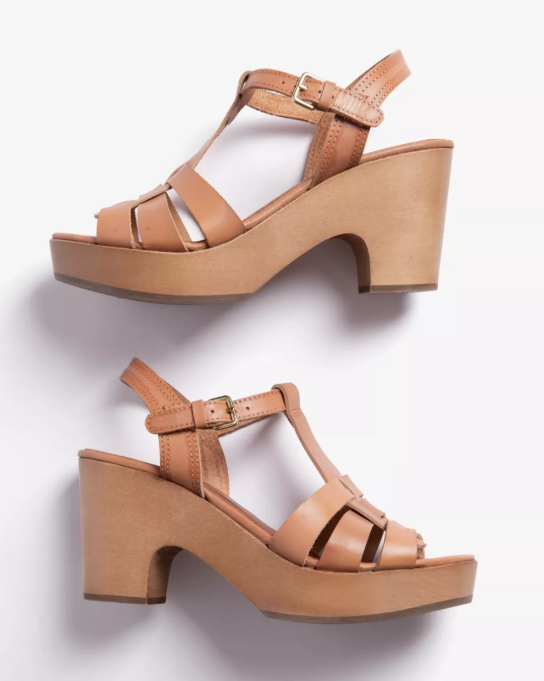 Blossom Platform Leather Sandal in Tan by Penelope Chilvers