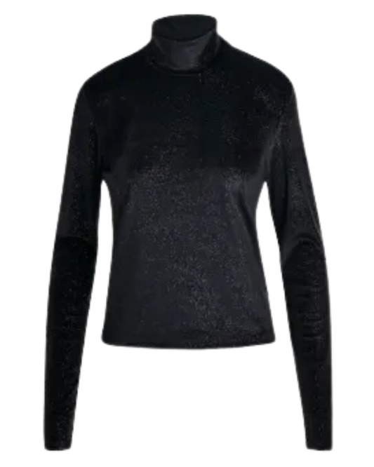 Indienne Velvet Jersey Top in Black by Essentiel Antwerp