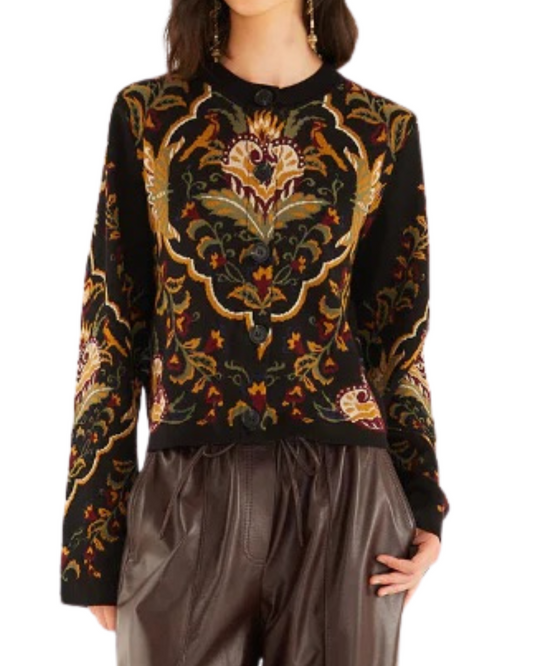 Majestic Hearts Black Knit Cardigan by FARM Rio