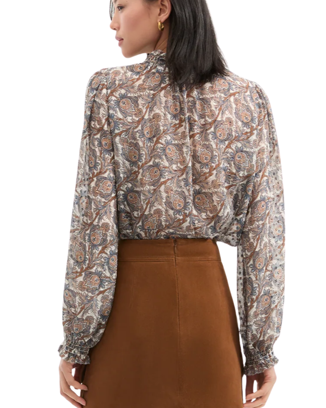 Hickory Silk Blouse in Dove by Veronica Beard