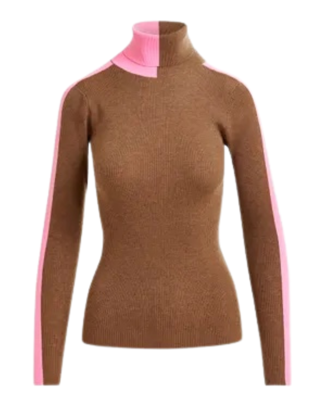 Iffort Two Tone Wool Blend Turtleneck Sweater in Fudge by Essentiel Antwerp