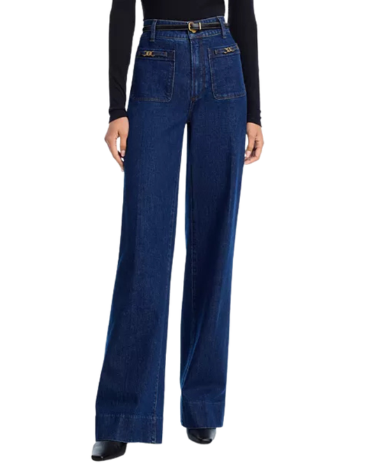 Sasha High Rise Patch Pocket Wide Leg Jeans in Enfield by PAIGE