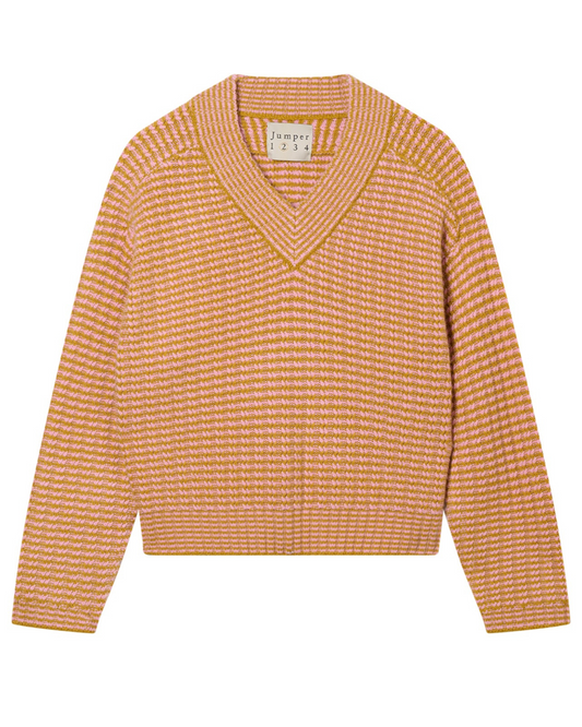 Crop Rick Rack Vee Jumper in Green Rose Bloom by Jumper 1234