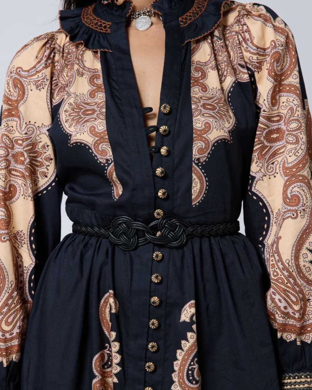 Lumi Dress in Onyx Black with Rust by Scarlett Poppies
