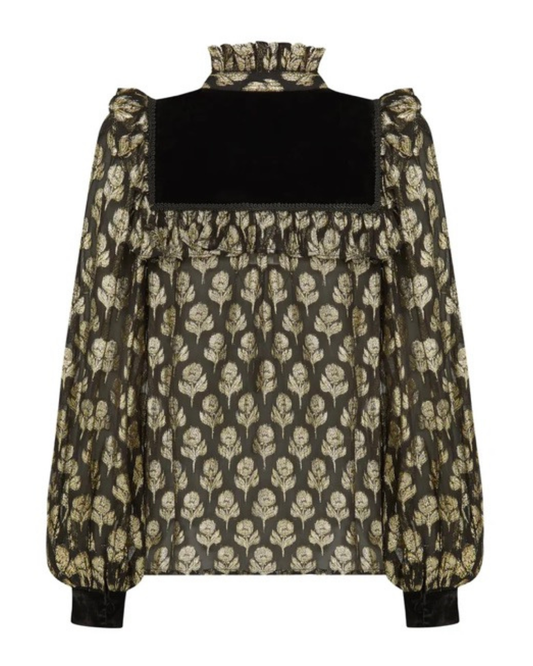 Star Blouse in Black & Gold by Queens of Archive