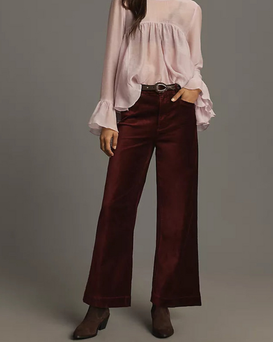 Clean Front Anessa Trousers in Aubergine by Paige