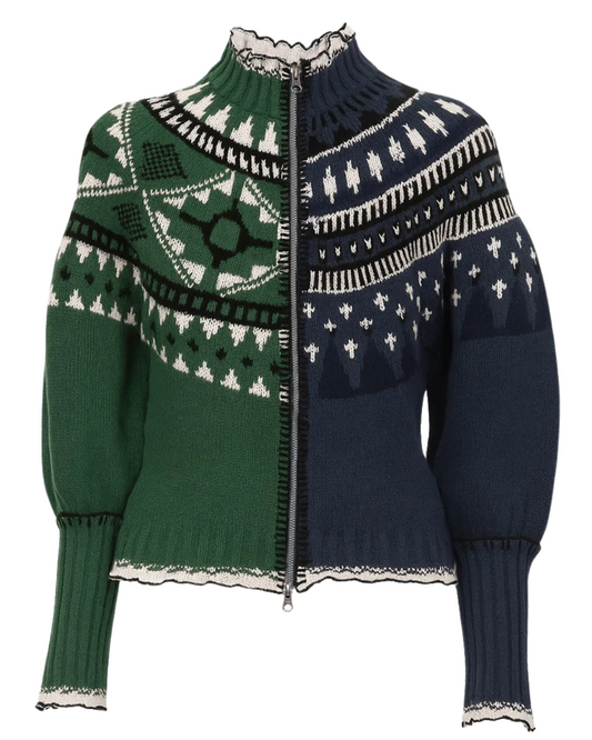 Linea Fair Isle Zip Front Cardigan by Sea New York