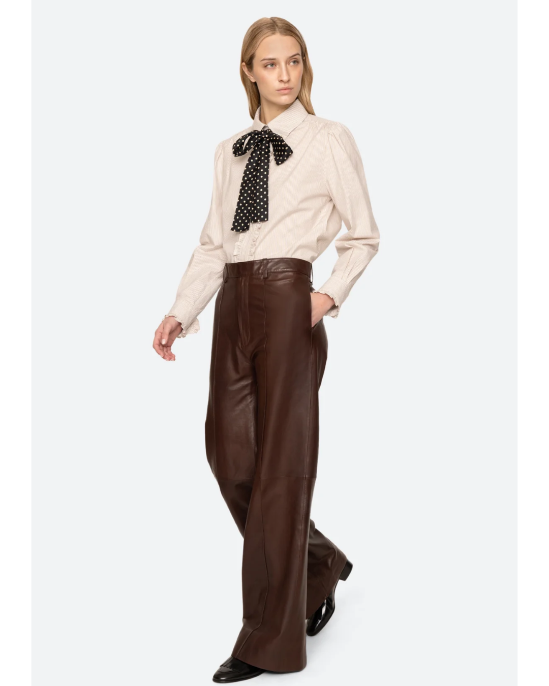 Declan Long Sleeve Button Down Top in White by Sea NY