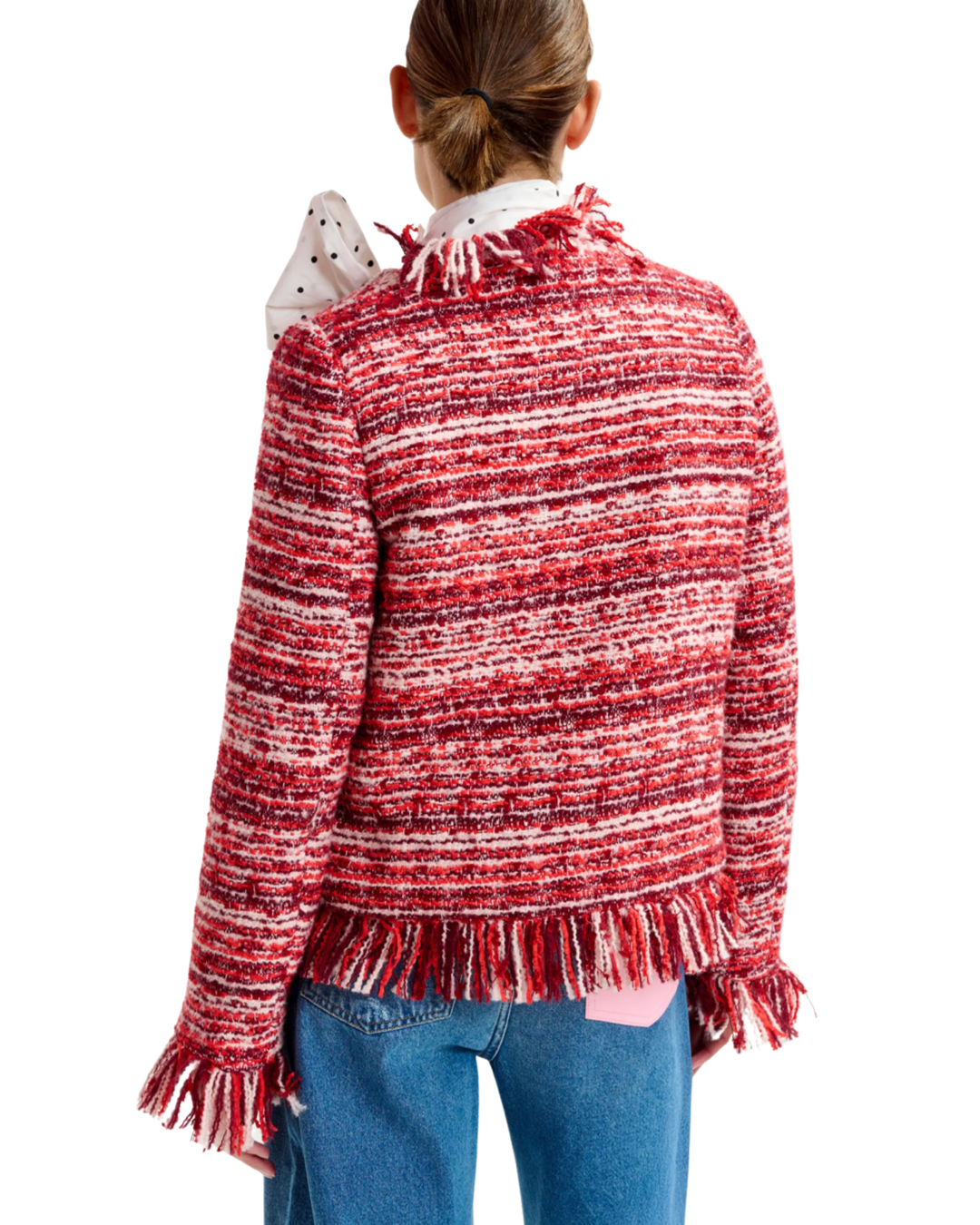 Iskra Fringed Jacket in Red by Essentiel Antwerp