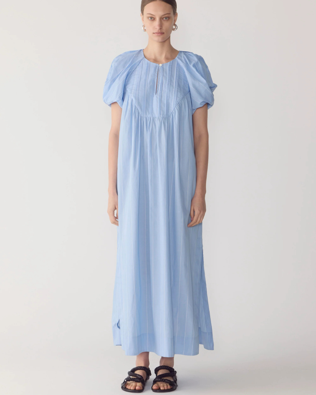 Raven Dress in Chambray Wide Pinstripe by Foemina