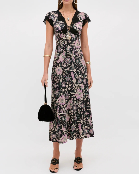 Amari Dress in Kyoto Floral Black by RIXO