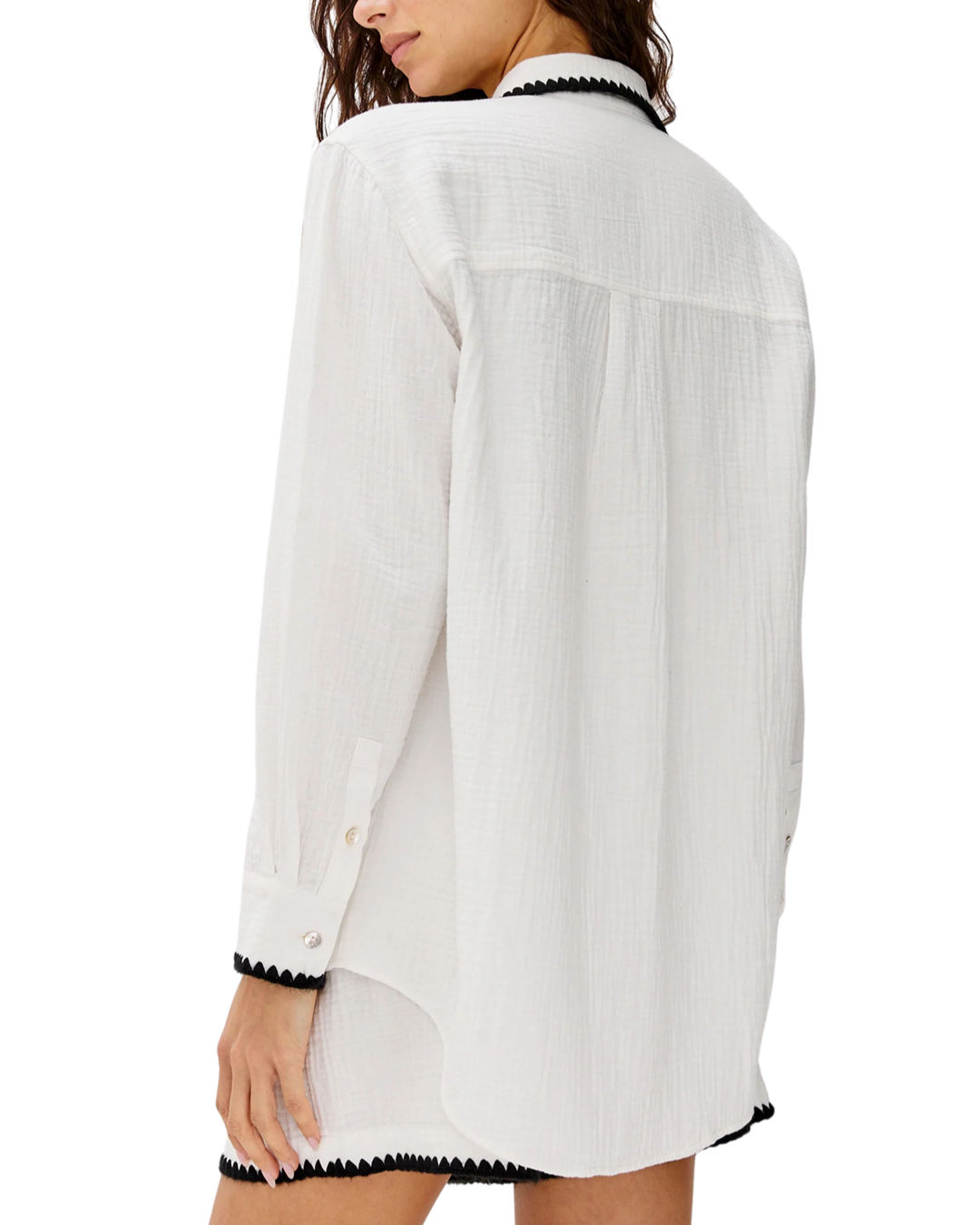 Idania Black Blanket Stitch Shirt by Rails X Lspace