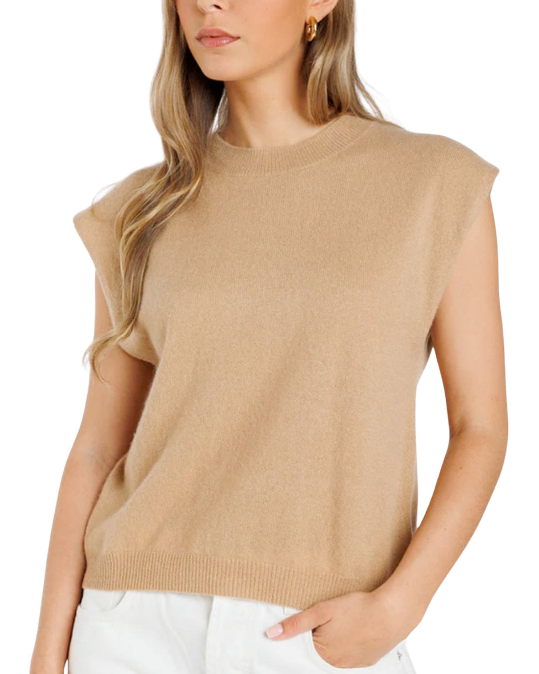 Lucca Crew Neck Tank in Camel by Colorush
