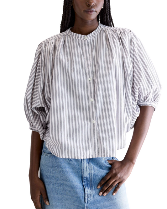 Ink Striped Cropped Blouse by Bellerose