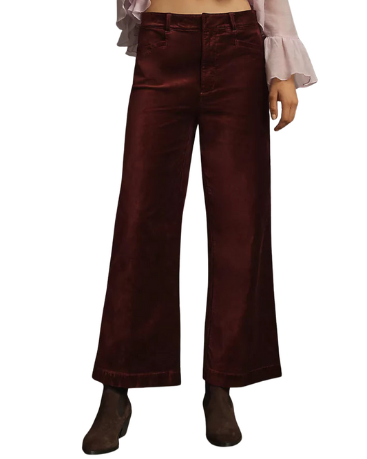 Clean Front Anessa Trousers in Aubergine by Paige