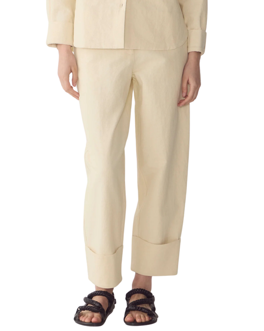Blair Pant in Bone Cotton Linen Canvas by Foemina